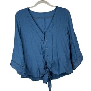 Cupshe‎ Relaxed Blue Tie Front Blouse
